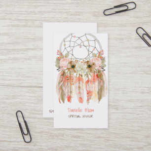 Boho Tribal Drömfångare Pilar Fjädrar Blommor Visitkort