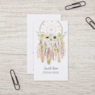 Boho Tribal Drömfångare Pilar Fjädrar Blommor Visitkort
