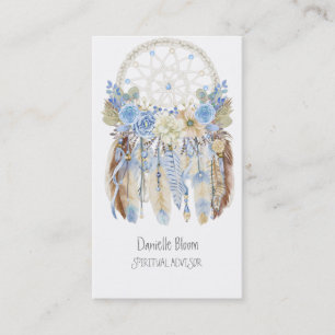 Boho Tribal Drömfångare Pilar Fjädrar Blommor Visitkort
