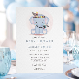 Boho Tribal Elefant Baby Shower Inbjudningar