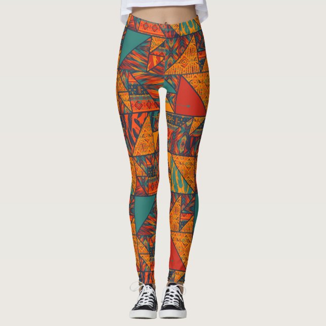 Boho Tribal Etisk Chic Leggings (Framsida)