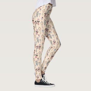 Boho Tribal Etnisk Färgrik Livlig Fjädrar Leggings