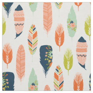Boho Tribal Feather Fabric Tyg