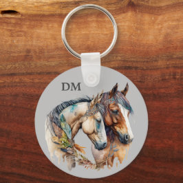Boho Tribal Feather Horses Nyckelring
