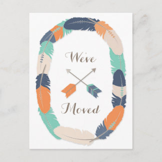 Boho Tribal Feather och Arrow Byte av Adress Meddelande Vykort