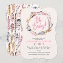 Boho Tribal Feathers vattenfärg| Babyskor