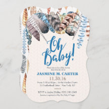 Boho Tribal Feathers Watercolor | Baby Shower Boy