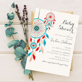 Boho Tribal fjäder Drömfångare Baby Shower Inbjudningar