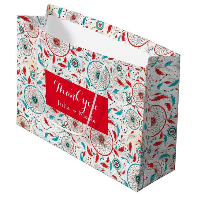 Boho Tribal fjäther Dreamcatcher Bröllop (Framsidan Vinklad)