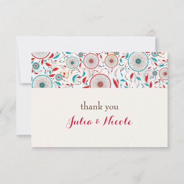 Boho Tribal fjäther Dreamcatcher Bröllop (Framsida)