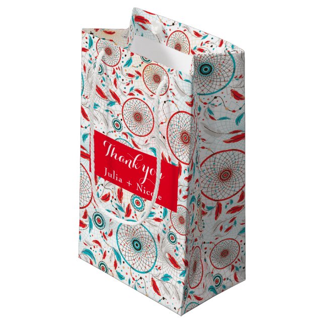 Boho Tribal fjäther Dreamcatcher Bröllop (Framsidan Vinklad)