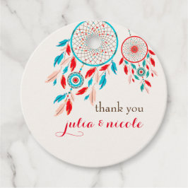 Boho Tribal fjäther Dreamcatcher Bröllop Gåvor Etiketter