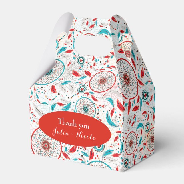 Boho Tribal fjäther Dreamcatcher Bröllop Presentaskar (Framsidan Sidan)