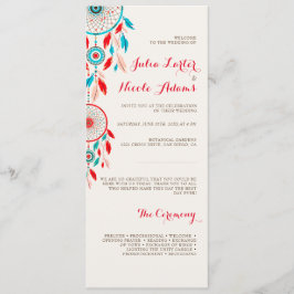 Boho Tribal fjäther Dreamcatcher Bröllop Program