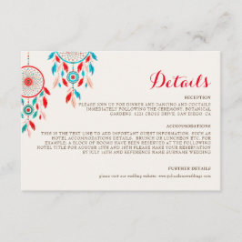 Boho Tribal fjäther Dreamcatcher Bröllop Tilläggskort
