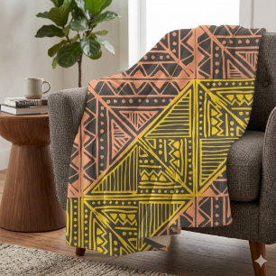 Boho Tribal Geometriskt Mönster - Mudcloth Aztec Fleecefilt