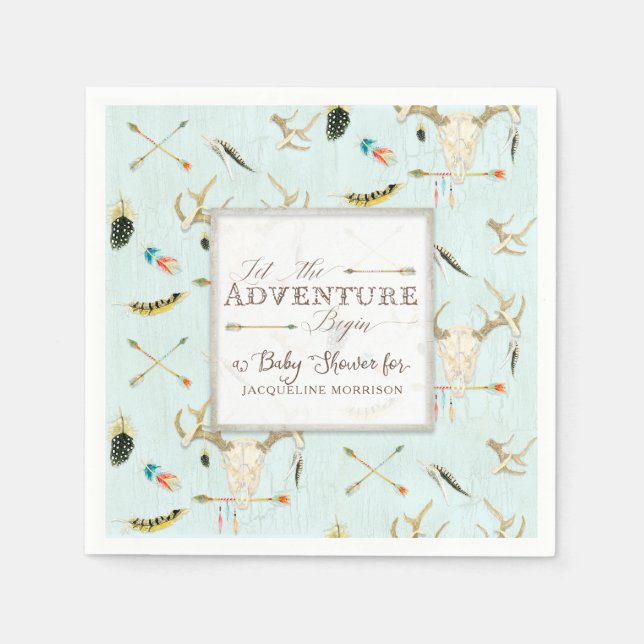 Boho Tribal Hjort Crossed Arrows Boy Shower Pappersservett (Framsidan)