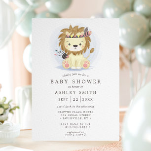 Boho Tribal Lejon Pojke Baby Shower Inbjudningar