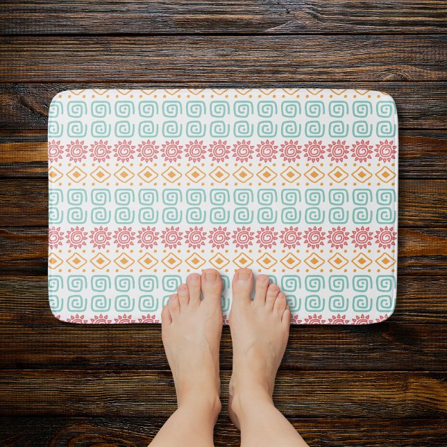 Boho Tribal Mönster Baddisk | Pastell Sol  Badrumsmatta (Skapare uppladdad)