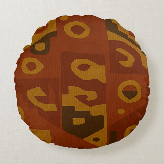 Boho Tribal Mönster Round Pillow Rund Kudde (Framsidan)