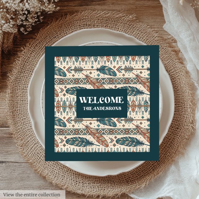 Boho Tribal Napkins Personalized Pastel Tableware Pappersservett (Boho Tribal Napkins Personalized Pastel Tableware)