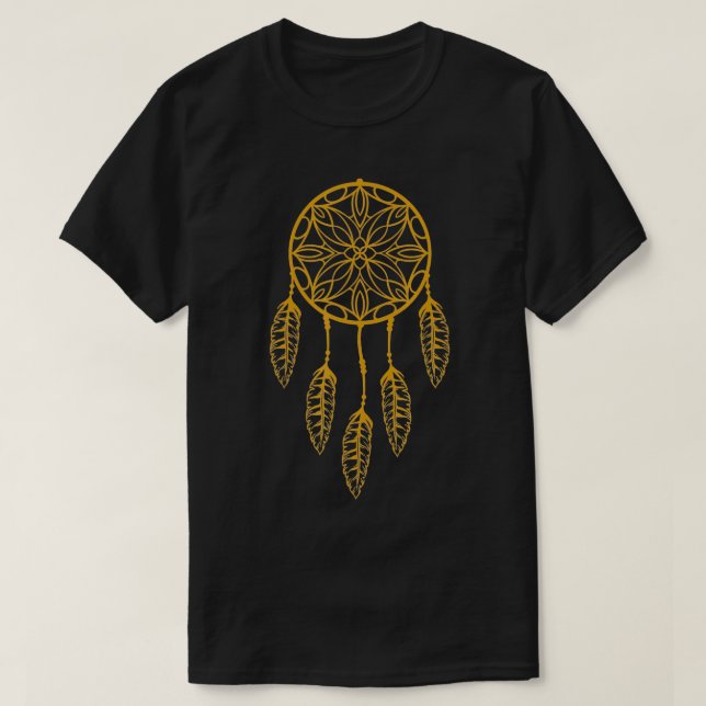 Boho Tribal Native American Feather Dreamcatcher T Shirt (Design framsida)