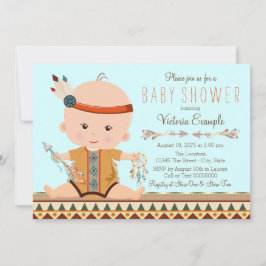 Boho Tribal Pojke Bebis Shower Inbjudningar