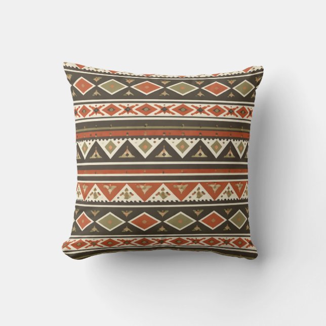 Boho Tribal Stripe Pattern Pillow  Kudde (Framsida)