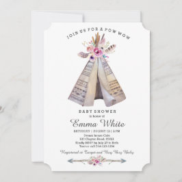 Boho Tribal Teepee Blommigt Baby Shower Inbjudningar