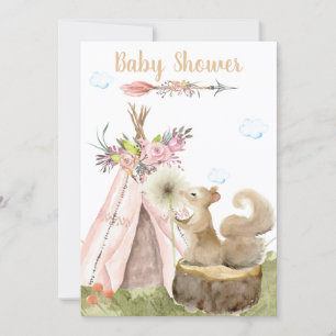 *~* Boho Tribal Teepee Squirrel Woodland Inbjudningar