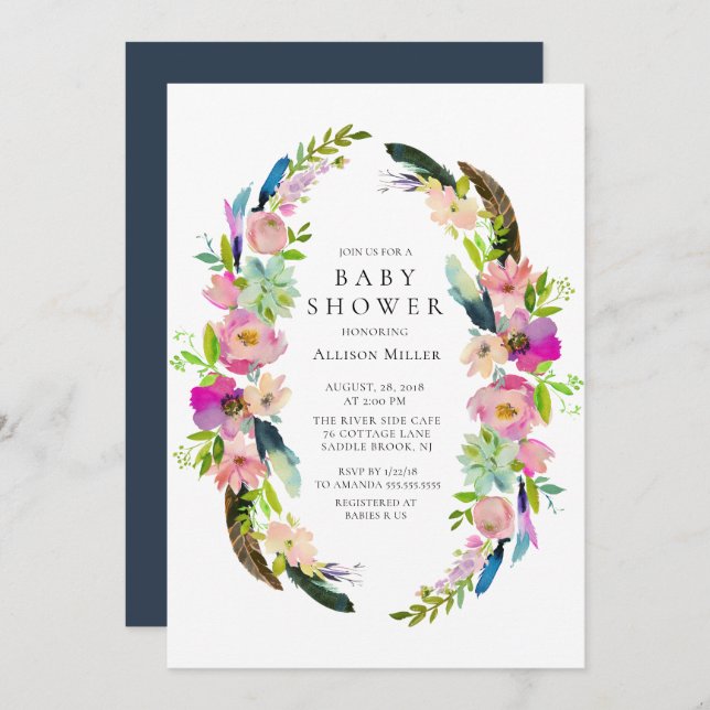 Boho Tribal WAN Baby Shower-inbjudan Inbjudningar (Fram/baksida)