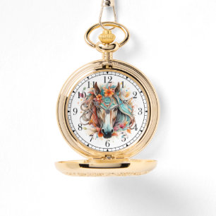 Boho Tribal Watercolor Horse Snyggt Chic Womans Armbandsur