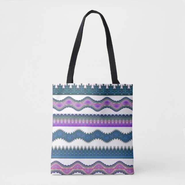 Boho Tribal Zigzag Pattern Tote Bag  Tygkasse (Framsida)