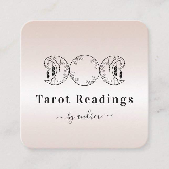 Boho Triple Måne Cream Reader Energy Healer Fyrkantigt Visitkort (Framsida)