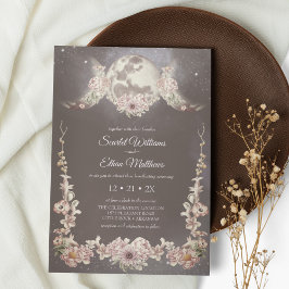 Boho Triple Måne Phases Starry Night Handfixing Inbjudningar