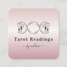 Boho Triple Måne Ro Guld Celestial Tarot Reader Fyrkantigt Visitkort