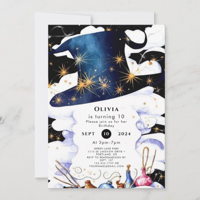 Boho Trollspö Magic Wizard Birthday Inbjudningar (Framsida)