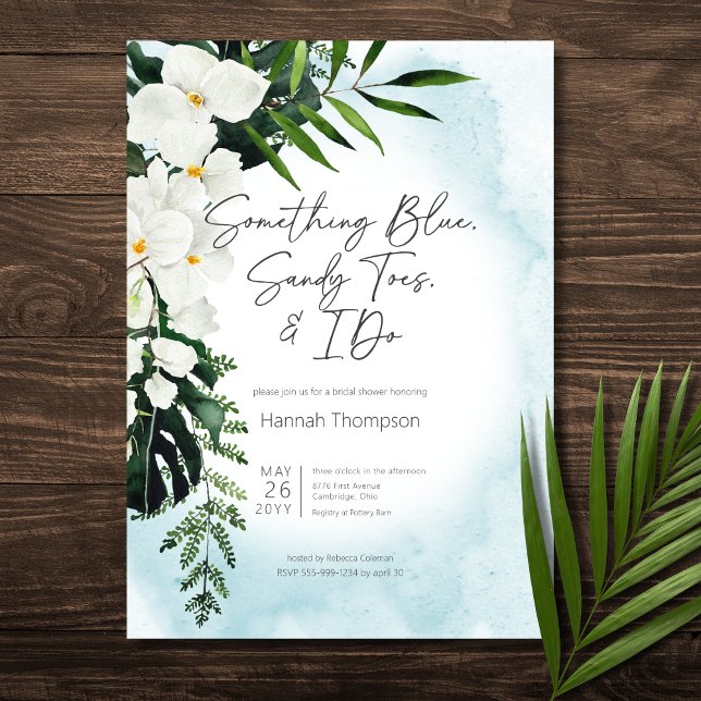 Boho Tropical Aqua Något Blue Möhippa Inbjudningar (Boho Tropical Aqua Something Blue Bridal Shower Invitation)