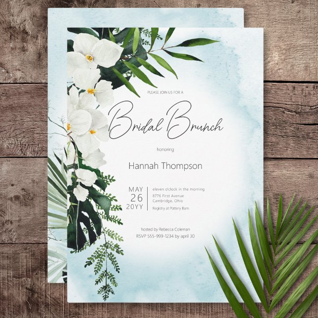 Boho Tropical Aqua Watercolor Möhippa Brunch Inbjudningar (Boho Tropical Aqua Watercolor Bridal Brunch Invitation)