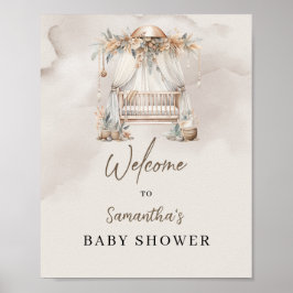 Boho tropical baby pampas Baby Shower välkommen Poster