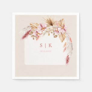 Boho Tropical Beach Blommigt Monogram Bröllop Pappersservett