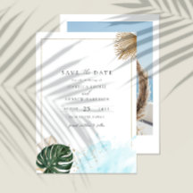 Boho Tropical Beach Save Date Photo
