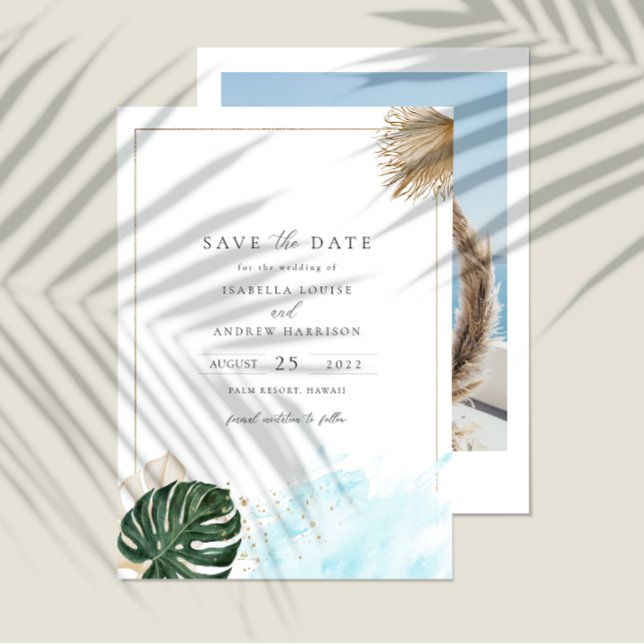 Boho Tropical Beach Save Date Photo Inbjudningar (Skapare uppladdad)