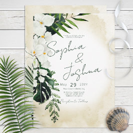 Boho Tropical Beach Watercolor Wedding Invitation Inbjudningar