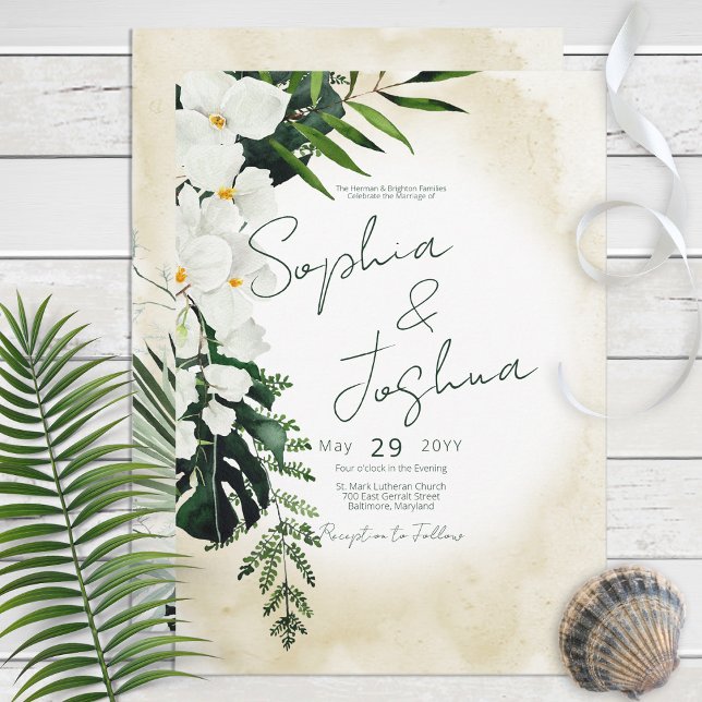 Boho Tropical Beach Watercolor Wedding Invitation Inbjudningar (Skapare uppladdad)