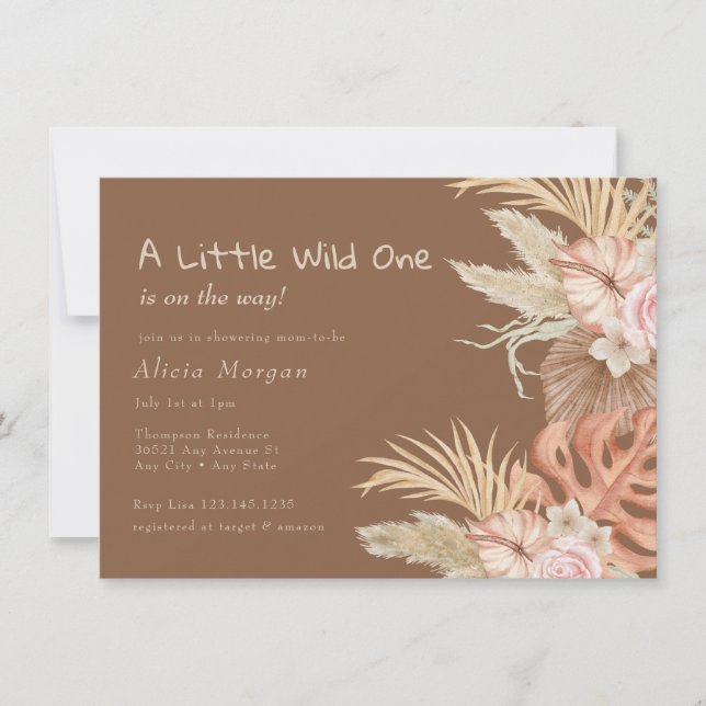 Boho Tropical Blommigt Baby Shower Inbjudningar (Framsida)
