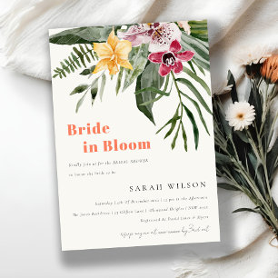Boho Tropical Blommigt Bride in Bloom Möhippa Inbjudningar
