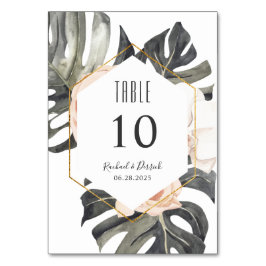 Boho Tropical Blommigt Bröllop eller Banquet Bordsnummer