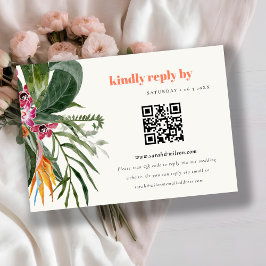 Boho Tropical Blommigt Bröllop QR Code OSA Tilläggskort