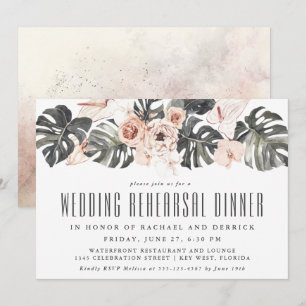 Boho Tropical Blommigt Bröllop Rehearsal Dinner Inbjudningar